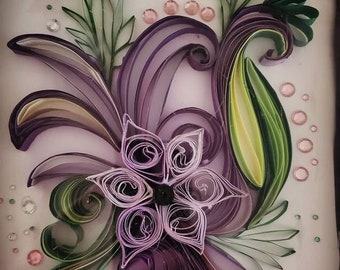 Paper Quilled Flower Artwork - Wall Hanging - Handmade - Choose SMALL or LARGE