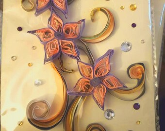 Handmade Greeting Card - Paper Quilling, Flowers