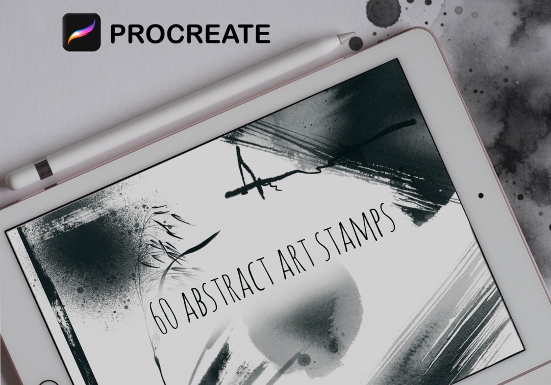 60 Abstract Art Stamps, Watercolor and Brush Stroke Set for Procreate ...