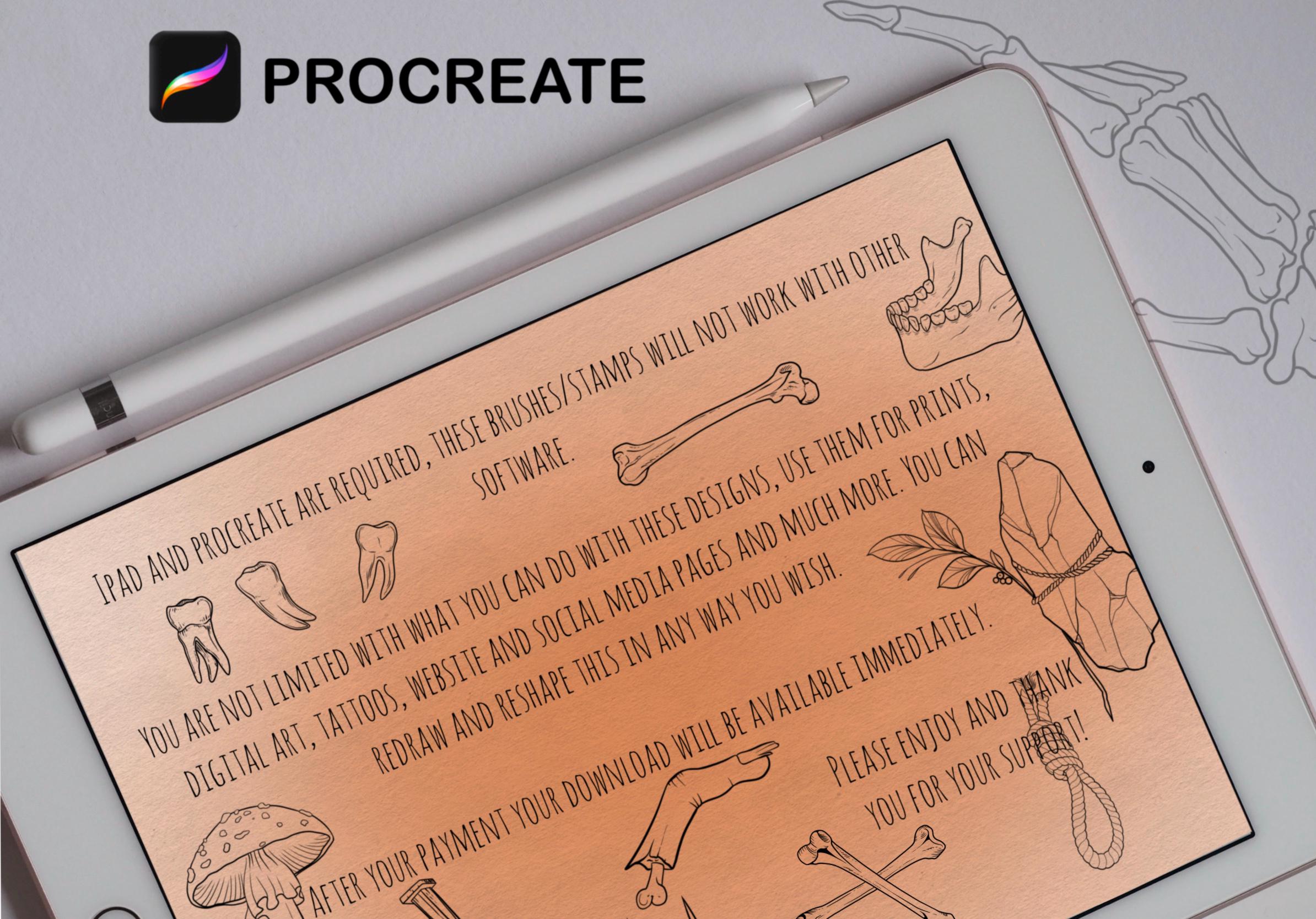 100 Halloween Procreate Stamp Sets, Spooky and Creepy Small Tattoo ...