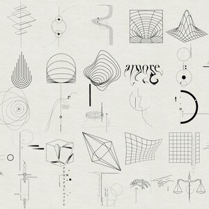100 Geometric Fine Line Tattoo Procreate Stamp Set - Etsy