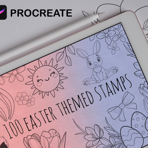 100 Easter Procreate Stamp Set, Spring Themed Brushes