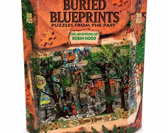 Begraven blauwdrukken van de avonturen uit het verleden van Robin Hood - complete puzzel van 1000 stukjes - vintage 1995