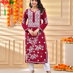 Modal Chikankari Straight Kurta, Lucknowi Chikankari Straight Kurta, Modal chikankari Kurta, Heavy Modal kurta, Chikankari Kurta