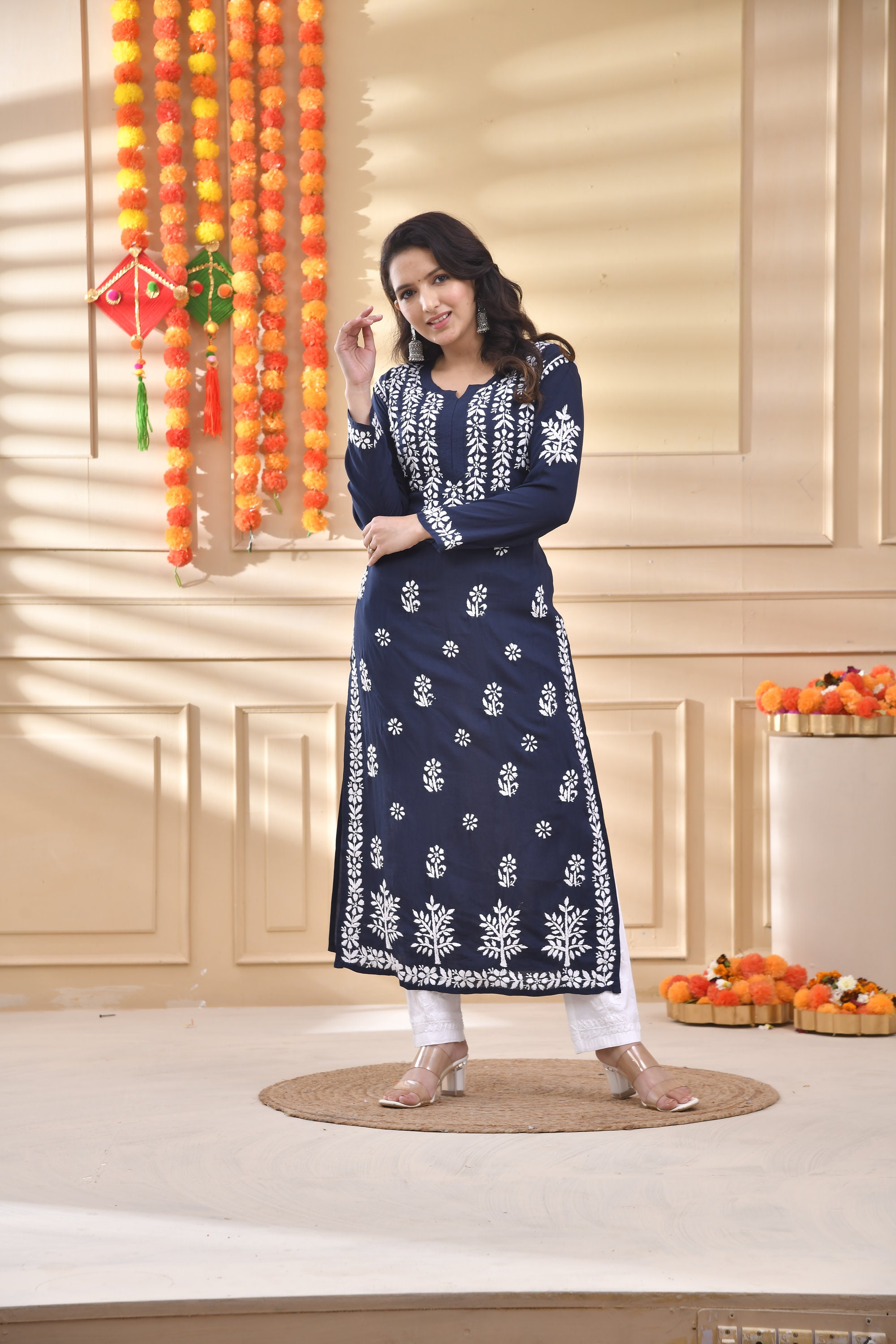 Buy Blue Zari Embroidered and Sequin Work kurta Online for