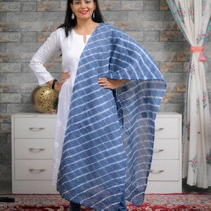 Kotadoria Chikankari Cotton Dupatta, chikankari dupatta, cotton dupatta, kotadoria chikankari dupatta, kotadoria dupatta, indigo dupatta