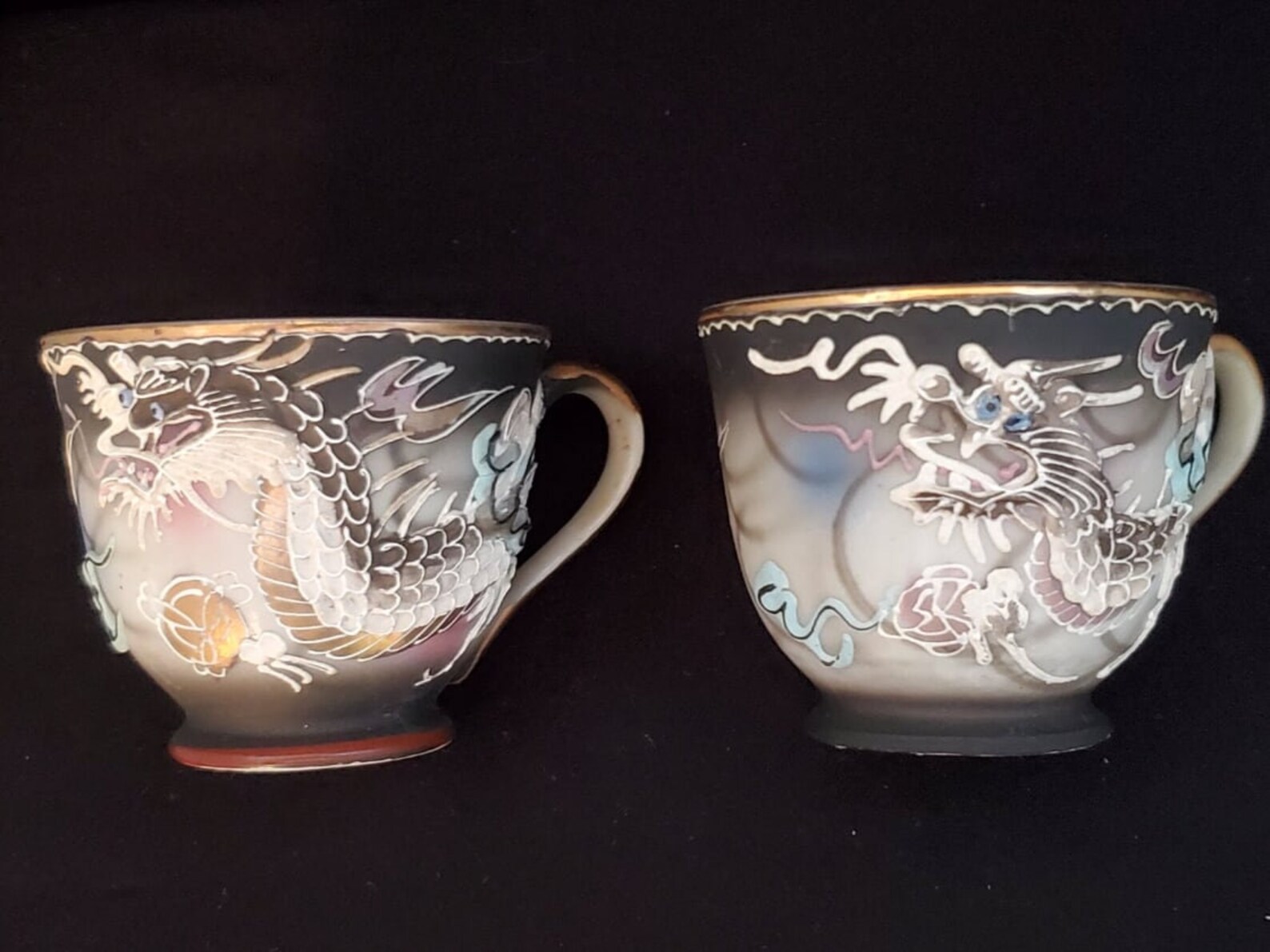 Vintage Dragonware Moriage Pottery 2 Demitasse Cups and Etsy