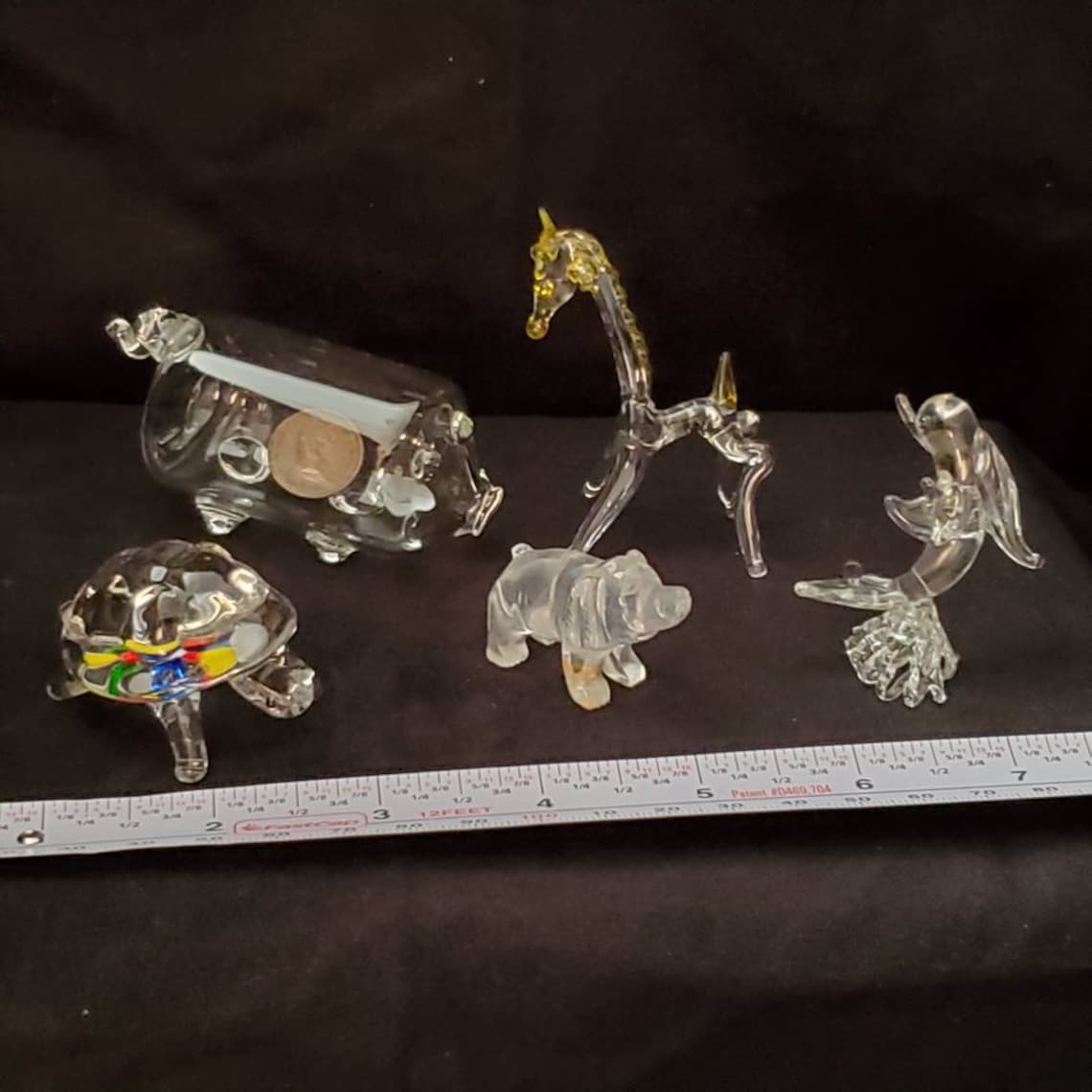 5 Vintage Miniature Glass Animals. A Turtle a Blown Glass Pig Etsy