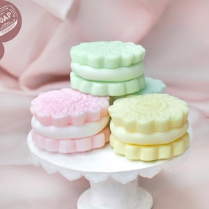 Hand soap in biscuit form in different colors