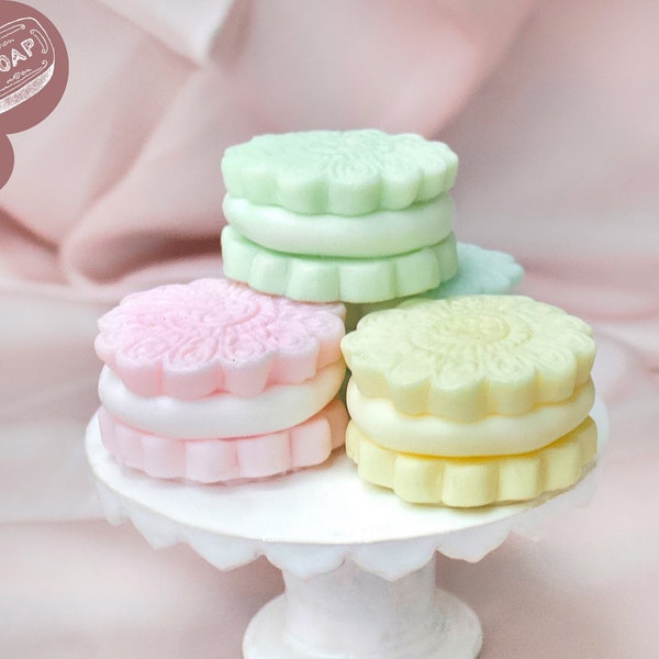 Hand soap in biscuit form in different colors