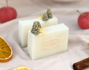 Soap for Christmas in white with a Christmas tree