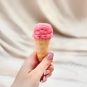 Summer Soap Ice Cream in a Waffle Cone - Hand soap with strawberry scent made from vegan glycerin soap