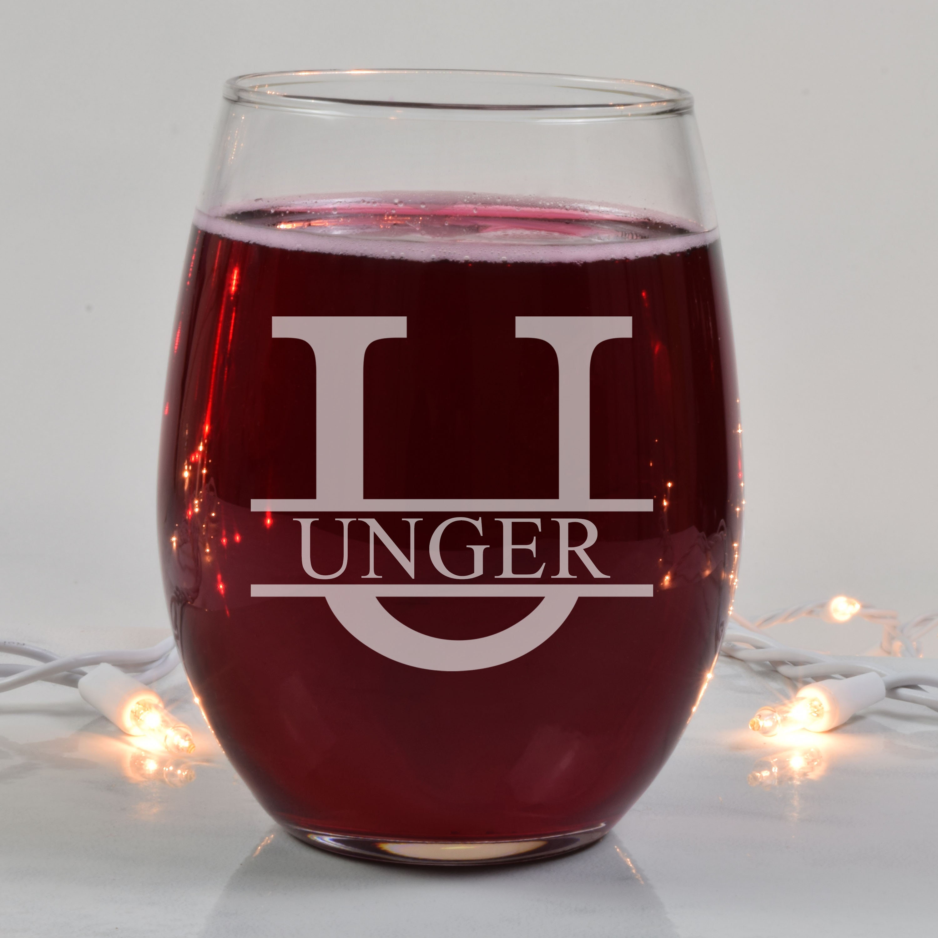 Monogrammed Split Roman Letters Engraved Wine Glasses Etsy