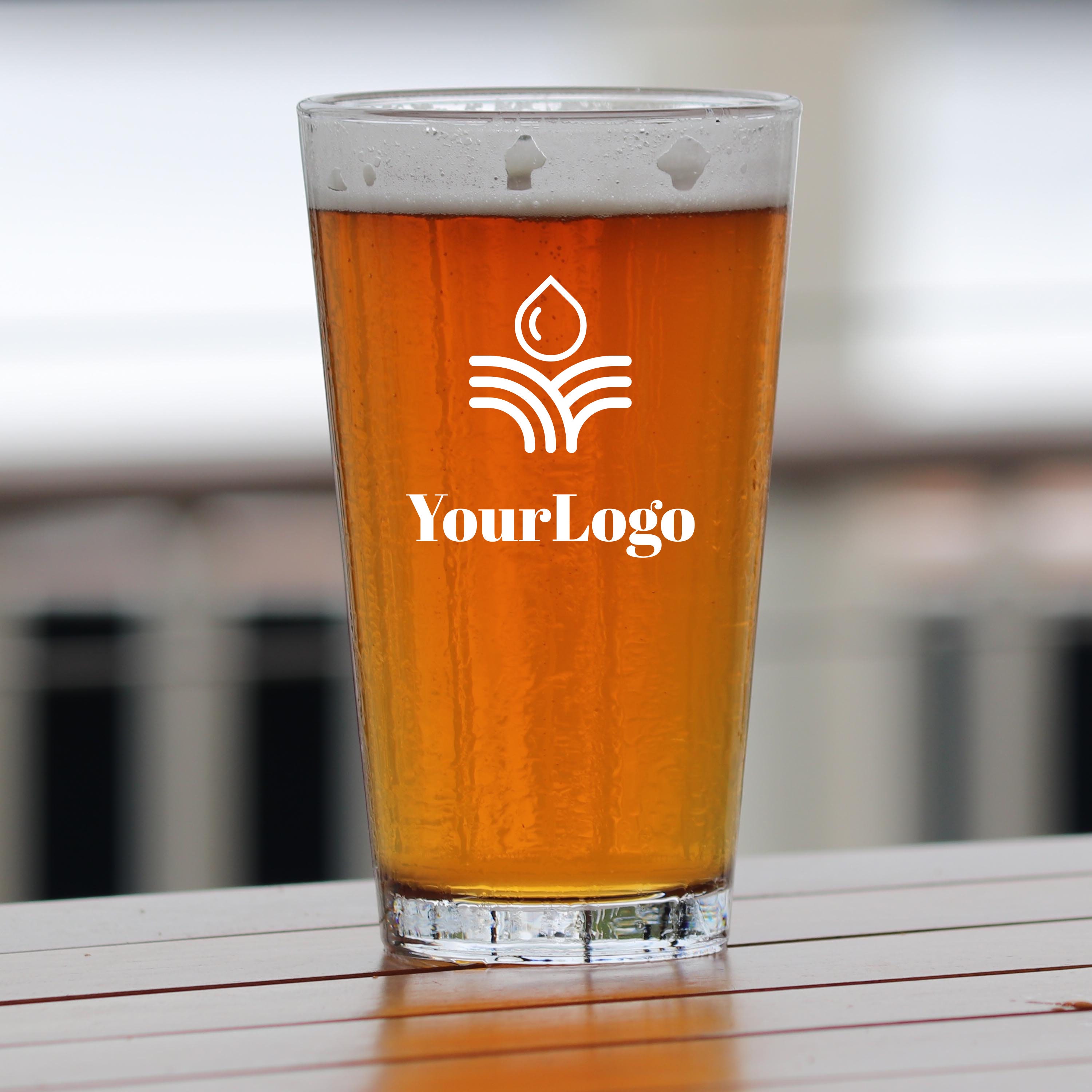Engraved Custom Logo Pint Glasses | Crystal Imagery by Groovy Guy Gifts