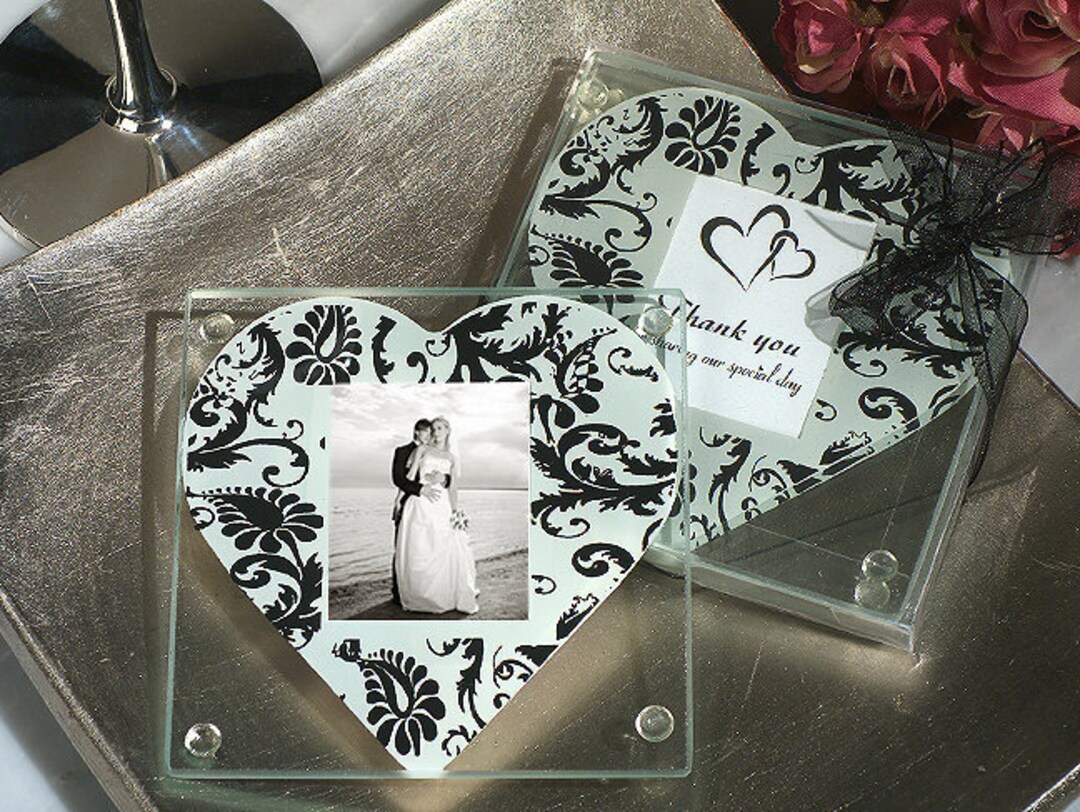 Personalized Set of 24 LOVE Glass Coasters Set Square Photo Coasters