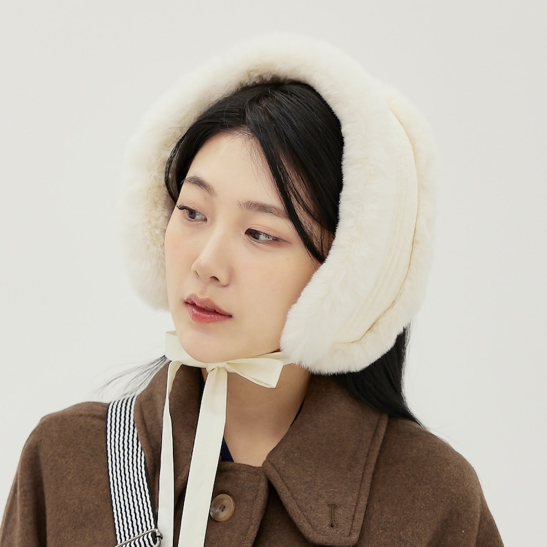 Korean Bolkki Ear Muffs IVORY - Hanbok Winter Quilting Bonnet, Faux Fur ...