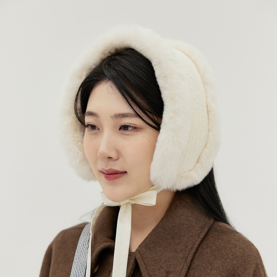 Korean Bolkki Ear Muffs IVORY - Hanbok Winter Quilting Bonnet, Faux Fur ...