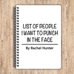 List of People I Want to Punch in the Face, Funny Personalised Notebook, Custom Rude Notebook, Personalised Gifts, Work Gifts, Secret Santa