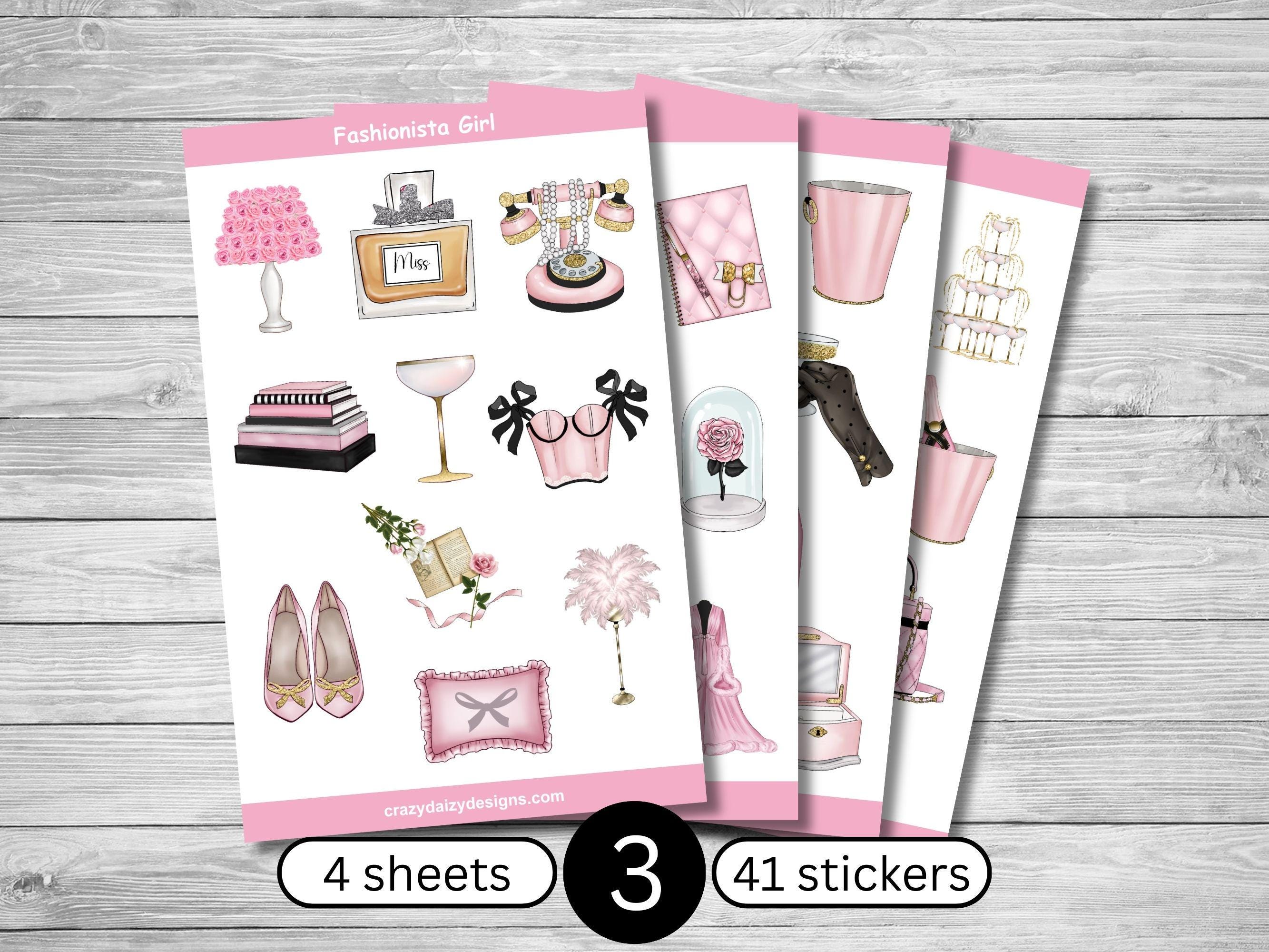 Fashionista Girl Stickers, Glamour Girl Stickers, French Fashion ...