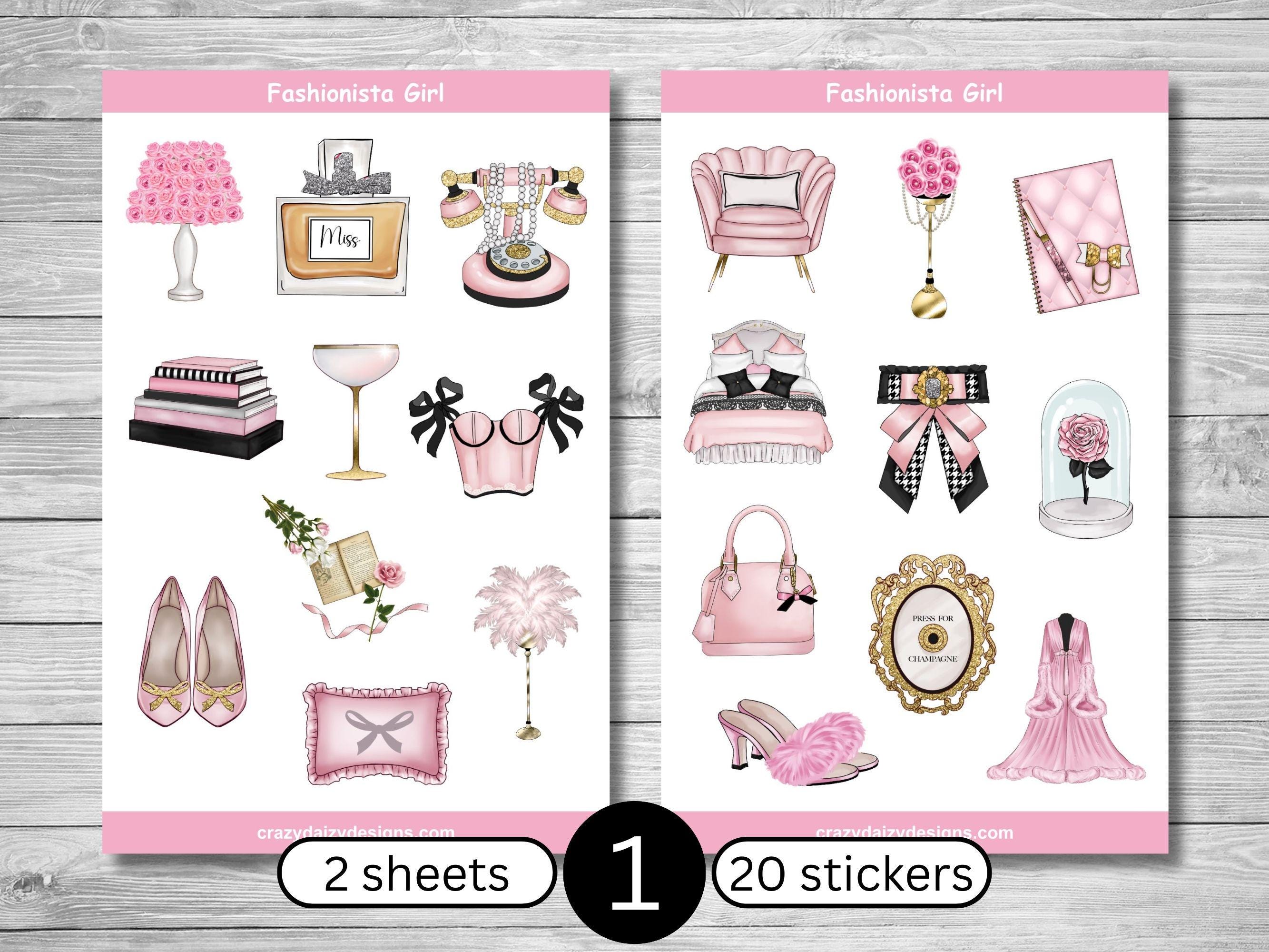 Fashionista Girl Stickers, Glamour Girl Stickers, French Fashion ...