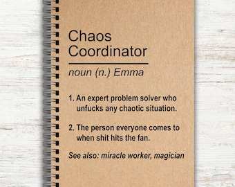 Chaos Coordinator, Funny Personalised Notebook, Custom Rude Notebook, Personalised Gifts, Work Gifts, Gifts for Colleagues, Secret Santa