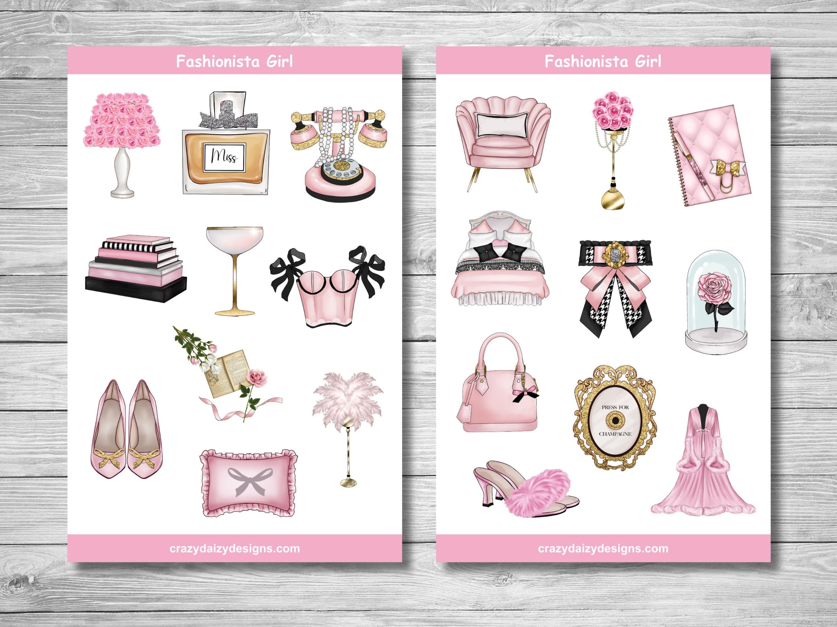 Fashionista Girl Stickers, Glamour Girl Stickers, French Fashion ...