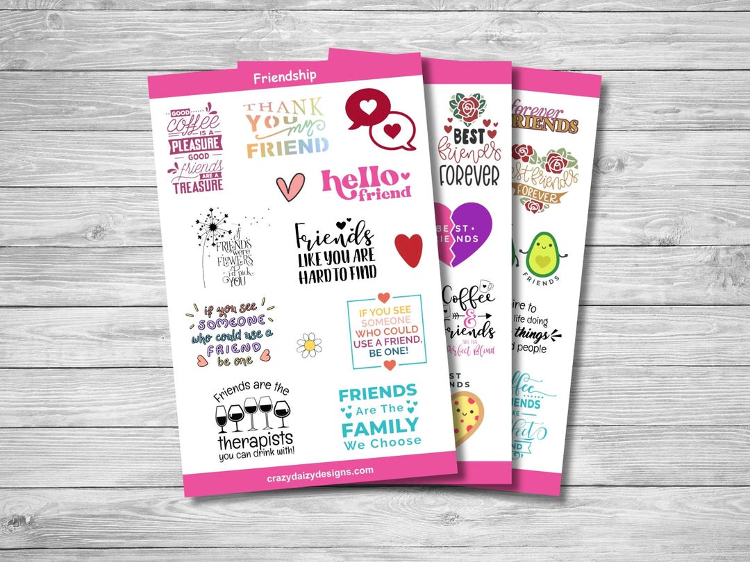 Send A Friend Sticker Friendship Stickers, Cute Best Friend Sticker Pack for Planners ...