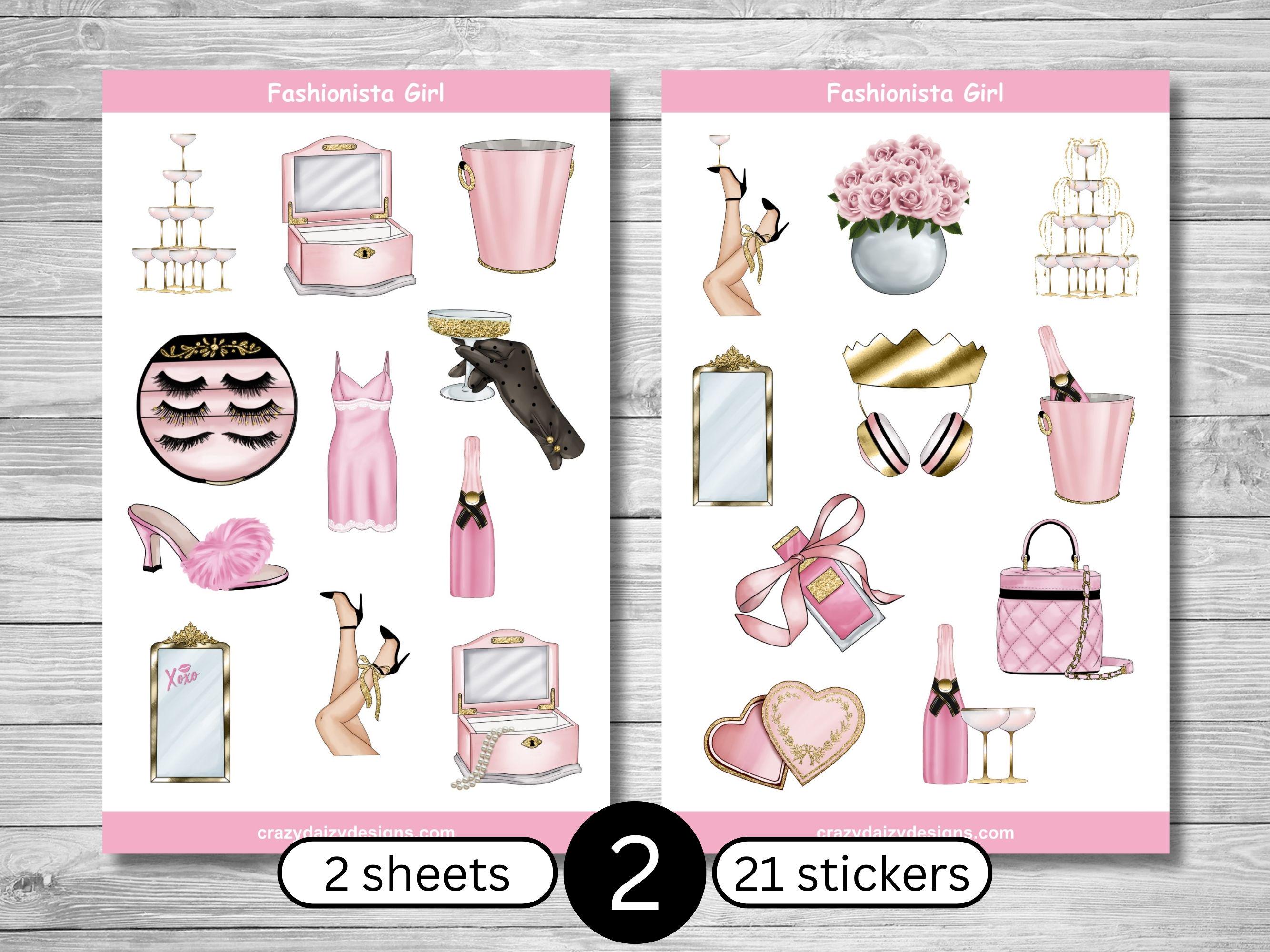 Fashionista Girl Stickers, Glamour Girl Stickers, French Fashion ...