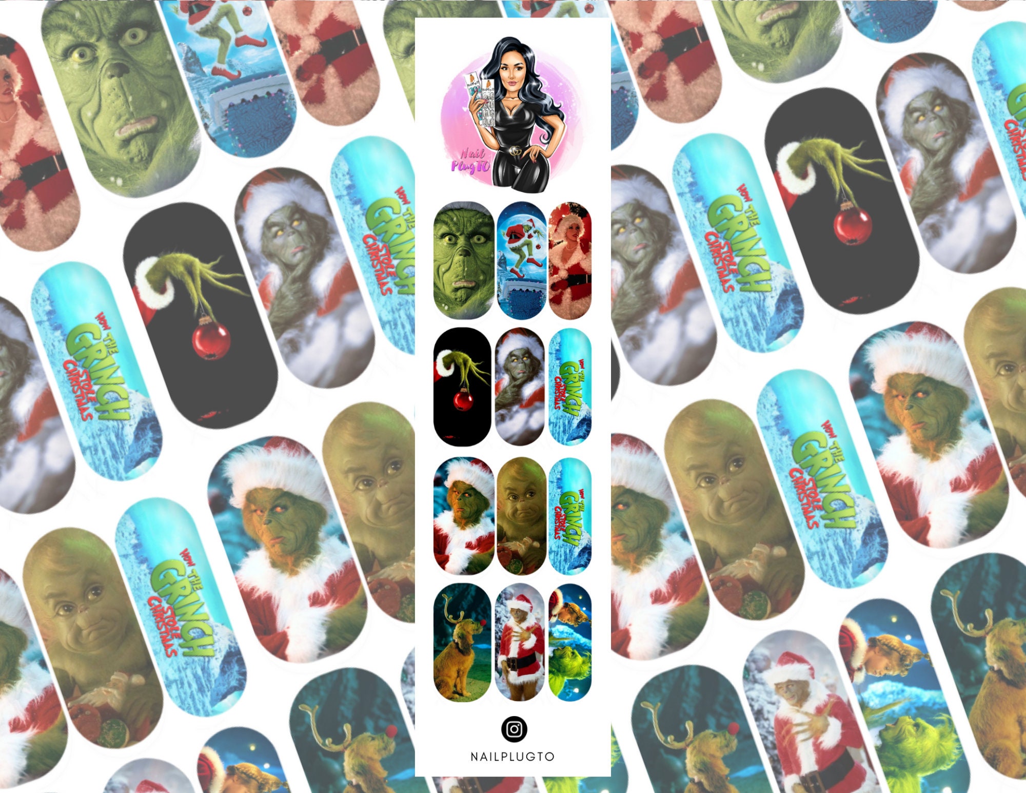 Christmas The Grinch Nail Decals Water Decals Designer | Etsy