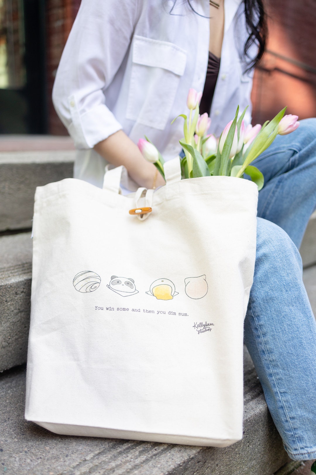 Dim Sum Tote Bag | Reusable Canvas Tote Bag for Christmas Gift Dim Sum ...