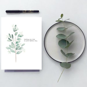Eucalyptus Floral Appreciation Card | Floral Mothers Day Card With Minimalistic Look For Graduation Flowery Card For Birthdays