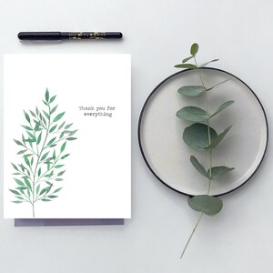 de remerciements Ruscus | Carte de remerciement pour la fête des mères, carte d'appréciation pour un design floral minimaliste Carte florale Verdure