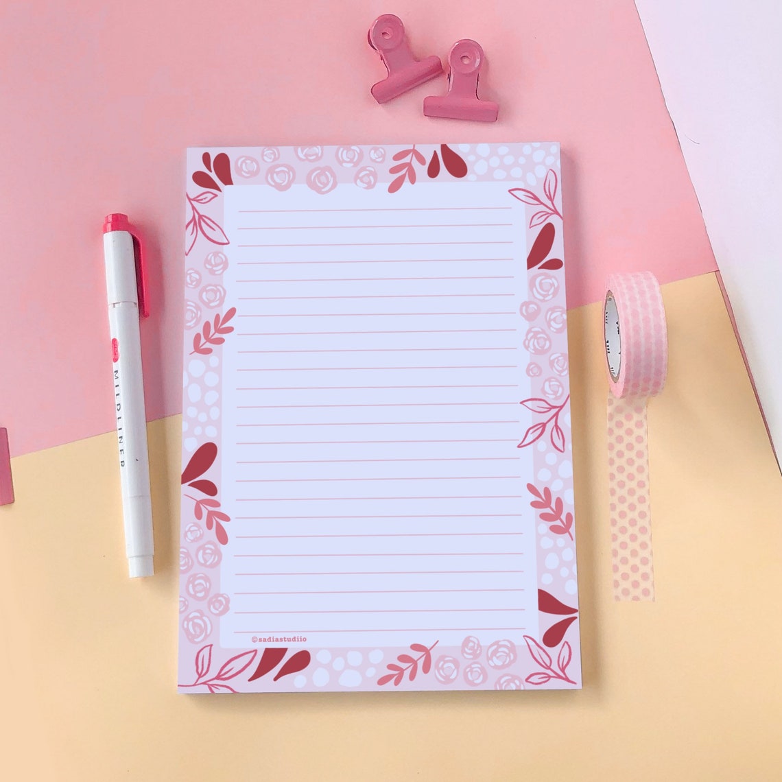 Cute Floral Notepad A5 Lined 50 Sheets Etsy