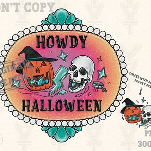 Howdy Halloween turquoise png, skeleton ,Western trendy design png, sublimation design, cowgirl vibes png,vintage png,fall season,ghost