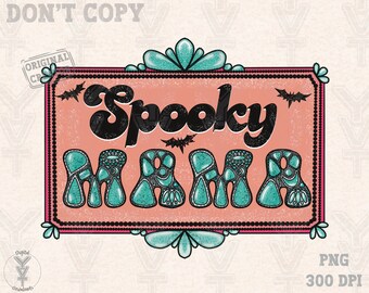 Mama spooky türkis png Design, Halloween trendy PNG Sublimations, Vintage png, T-Shirt Design Sublimation Downloads