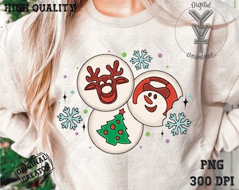 Christmas holiday sugar cookies cute trendy png,happy new year,snowman,deer,family trendy design png, preppy sublimation design,hand drawn