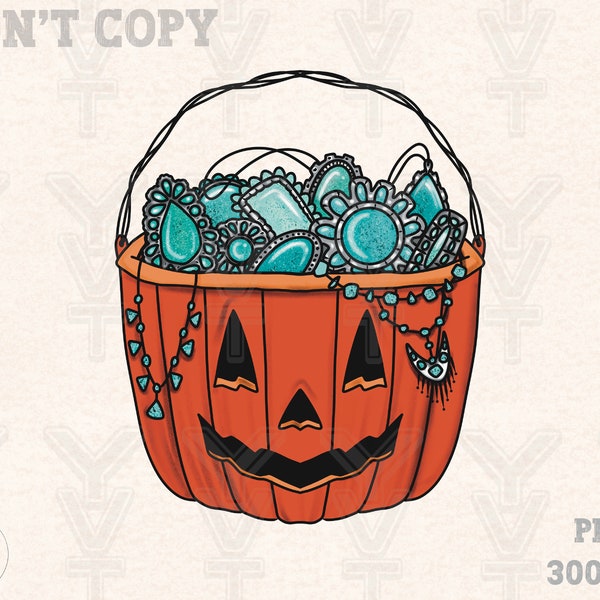 Halloween turquoise pumpkin png,Western trendy design png, sublimation design, cowgirl vibes png,vintage png,fall season png