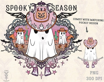 Spooky Season Western Halloween png,Kürbis,Geist,spooky trendy design png,sublimation design,spooky vibes png,scary png,herbst jahreszeit png