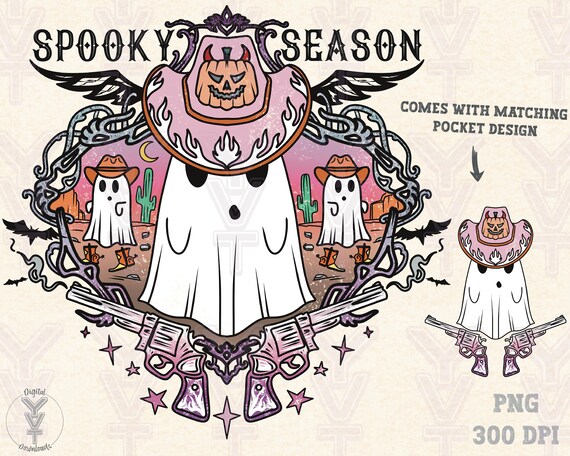 Spooky Season western Halloween png,pumpkin ,ghost,spooky trendy design png,  sublimation design,spooky vibes png,scary png,fall season png