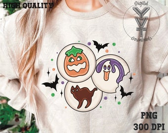 Halloween pumpkin cookies spooky trendy cute bat png,ghost Boo -jee fall season trendy design png, sublimation design,hand drawn png