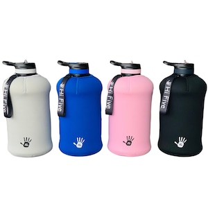 2.2 L Tritan Water Bottle with time tracker, two lids and sleeve perfect for sports, gym, outdoors, everyday use!