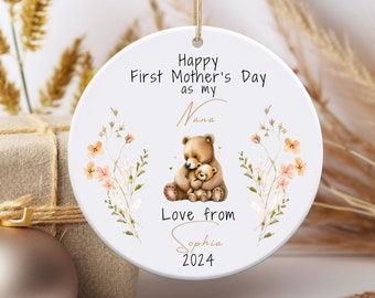 First Mother's Day Ornament as a Nana - Baby Bear Keepsake Personalized Mother's Day Gift Handmade Present - Grandma and Baby Bear Milestone