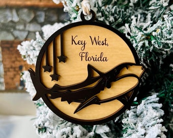 Shark Christmas Ornament - Personalized Nautical Christmas Ornament - Stocking Stuffer Gift - Coastal Present - Personalized Shark Gift