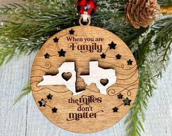 Personalized Family Christmas Ornament - Long Distance Christmas Gift - State Ornament - Friend Ornament - Sister Ornament - Sibling Gift