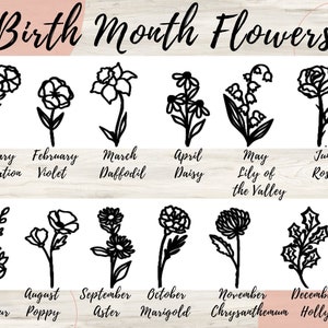 Personalized Mothers Day Gift Birth Flower Gift for Mom Grandmother Gift Mother's Day Present Birth Flower Sign image 7