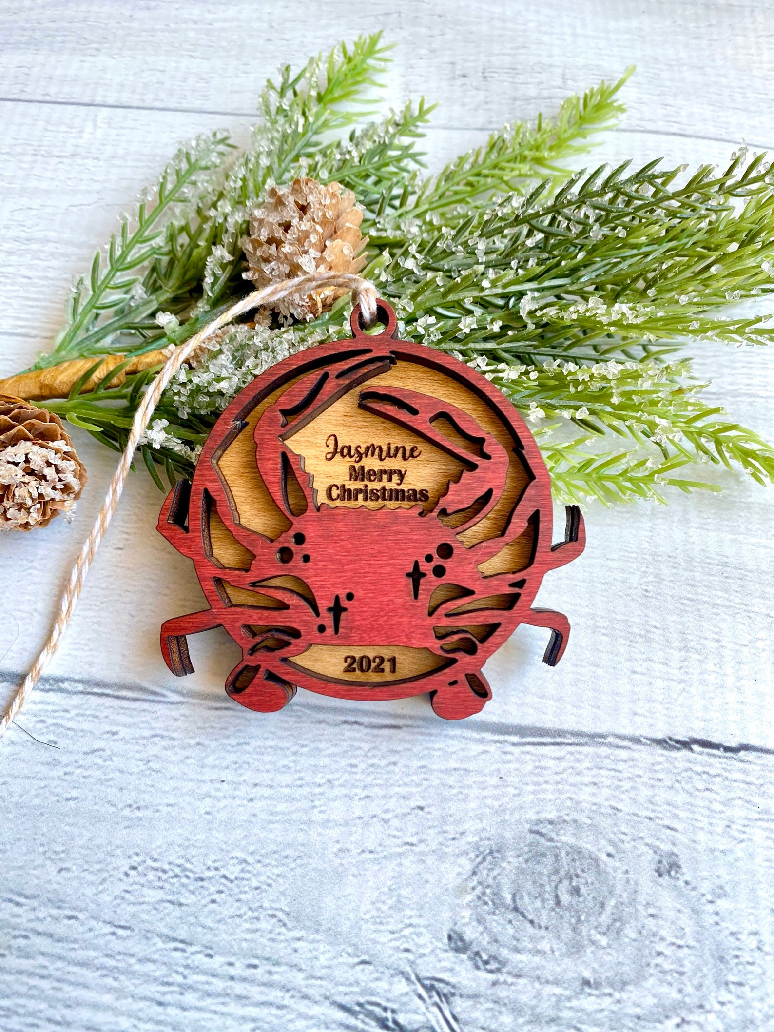Crab Christmas Ornament Personalized Crab Ornament Etsy