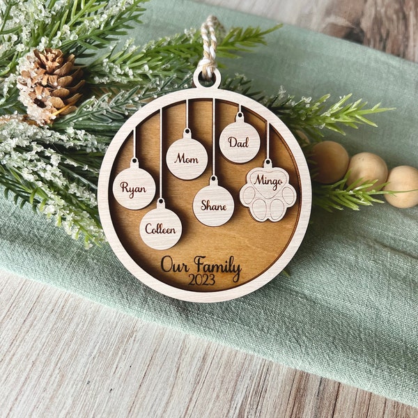 Family Christmas Ornament - Personalized Family and Pet Gift - Personalized Dog Christmas Ornament - Personalized Christmas Cat Ornament