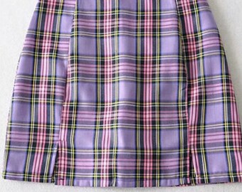 Pink plaid skirt brandy melville cheap