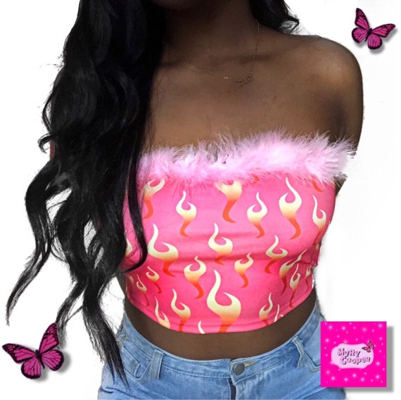 faux fur bandeau top