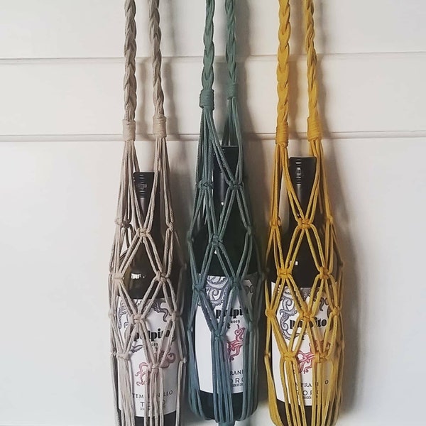 Macrame wine bottle bags